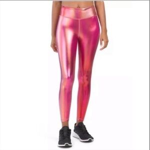 Pheel Yoga Pink Ombre Sunset Metallic Foil 7/8  Leggings NWT